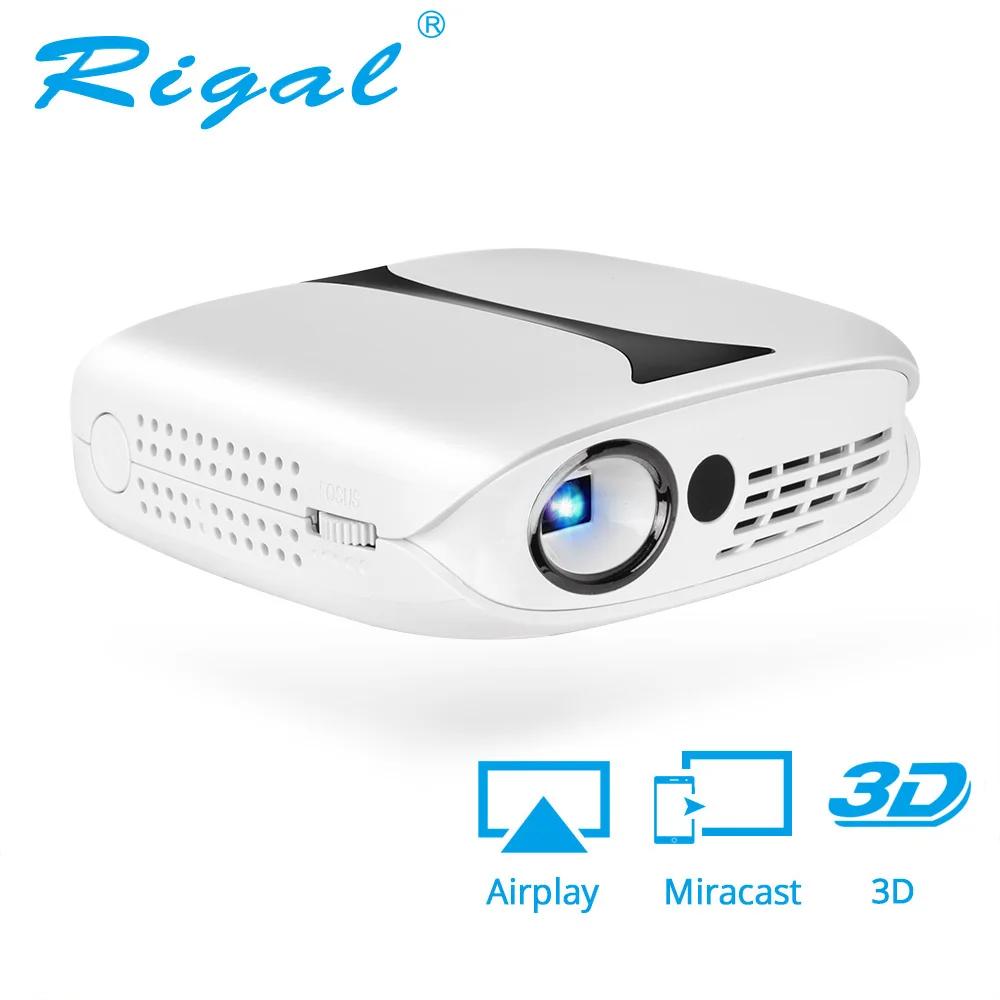Kopen Rigal RD606 Mini LED DLP Projector HD Draagbare WiFi Multi Screen Pocket Pico Projector Miracast Airplay Batterij Actieve 3D Beamer