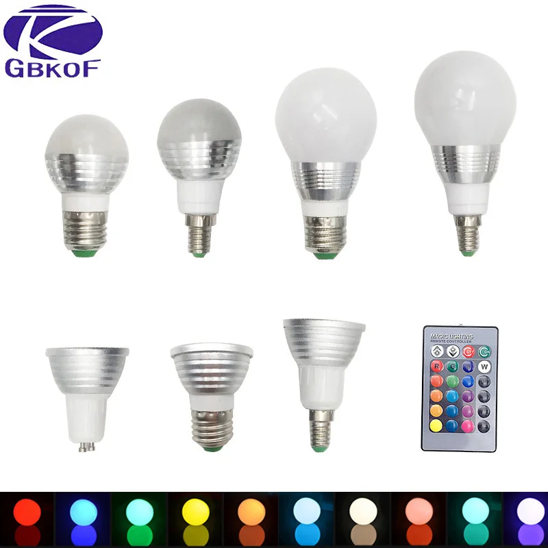 

110V 220V Bluetooth E27 RGBW LED Bulb Lights 5W 10W 15W RGB Lampada Changeable Colorful RGBWW LED Lamp With Remote+Memory Mode