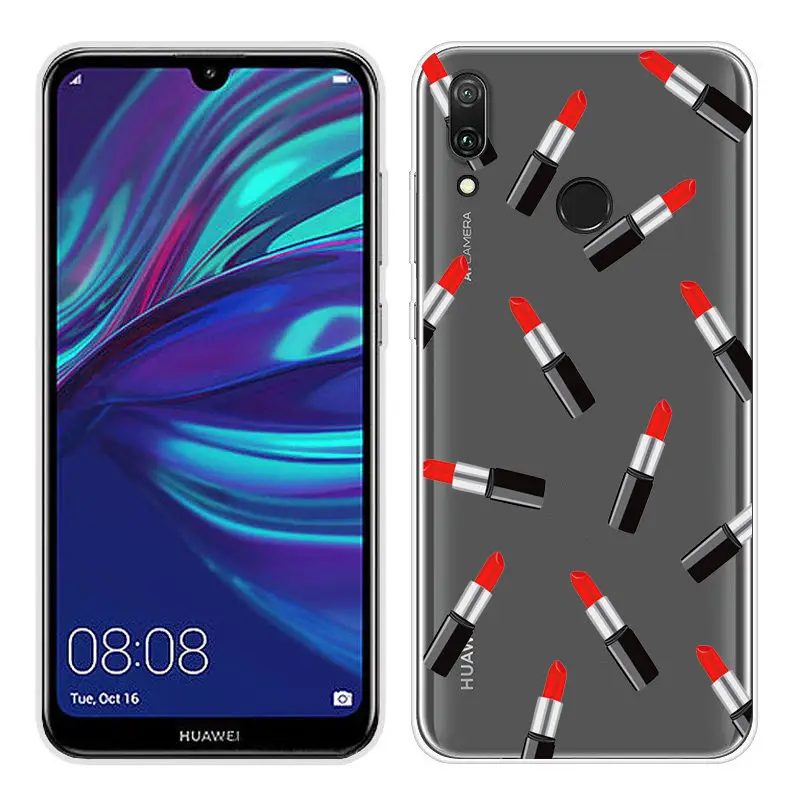 Cartoon Case for Huawei Y6 2019 Case Soft Silicone Back Cover Phone Case For Y7 2019 Honor 8x 9 10 Clear TPU Y 6 2019 Cover Capa (21)