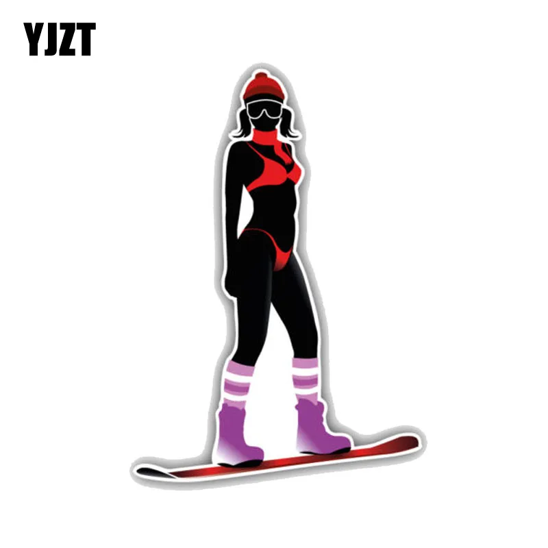 

YJZT 8.8CM*12.7CM Personal Decoration Woman Snowboard PVC Car Sticker 11-00131