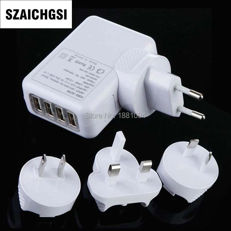 SZAICHGSI 2.1A 4 порта USB зарядное устройство для мобильного телефона AC адаптер