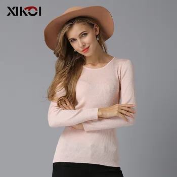 

XIKOI O Neck Casual Knitting Winter Basic Sweater Women Fashion Long Sleeve Pullover Female New 2017 Autumn Winter Casual Jumper
