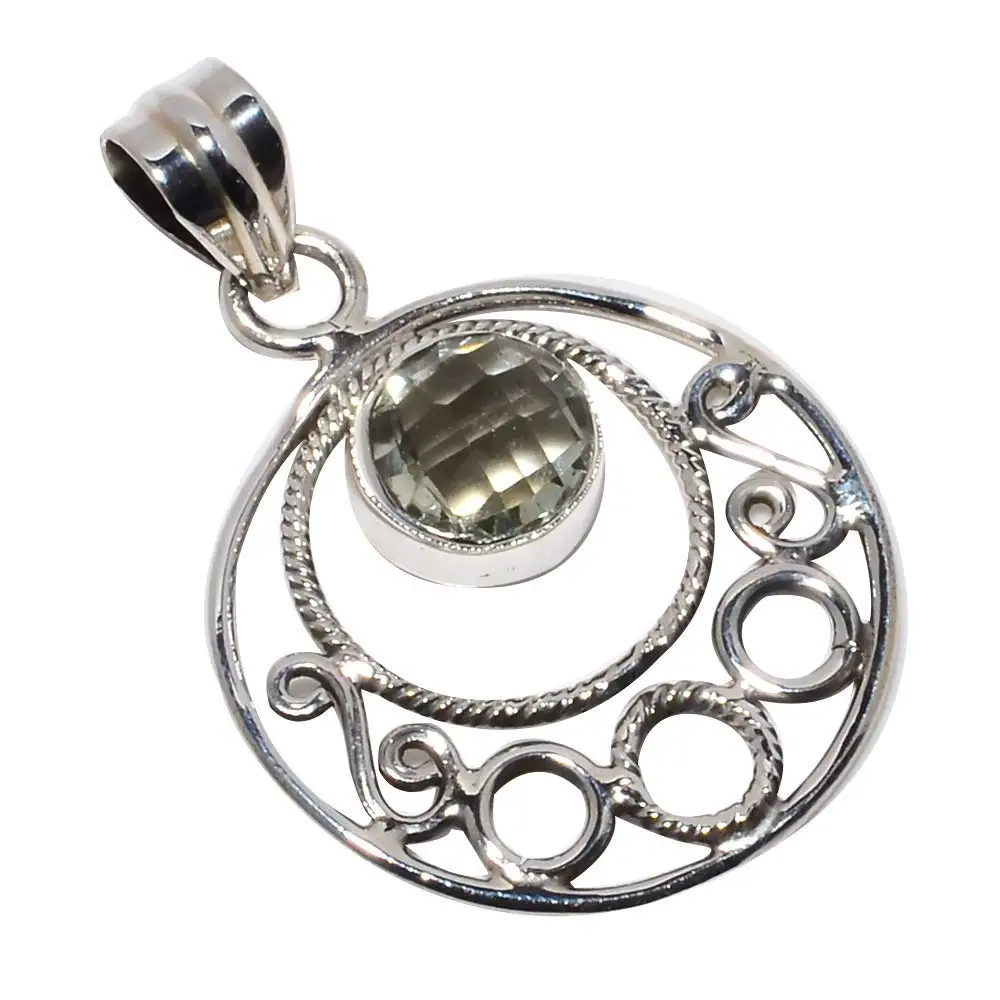 Nature Green Amethyst Pendant 925 Sterling Silver 36 mm MHBAP5699 | Украшения и аксессуары