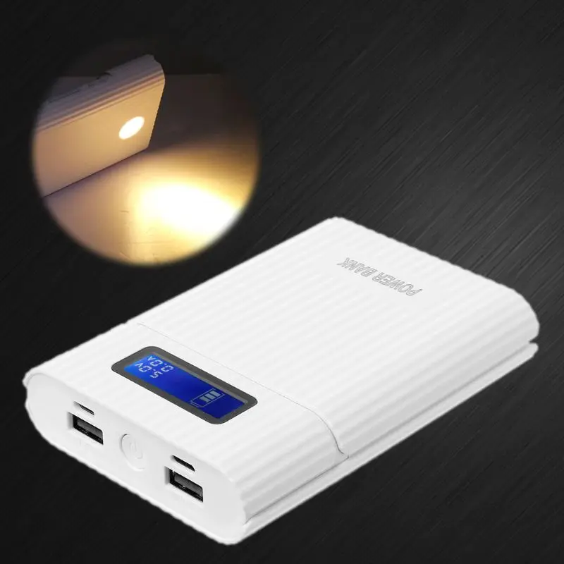 مكافحة عكس DIY قوة البنك مربع 4x18650 بطارية شاشة الكريستال السائل شاحن USB مزدوج ل iphone كمبيوتر لوحي (تابلت) وهاتف ذكي
