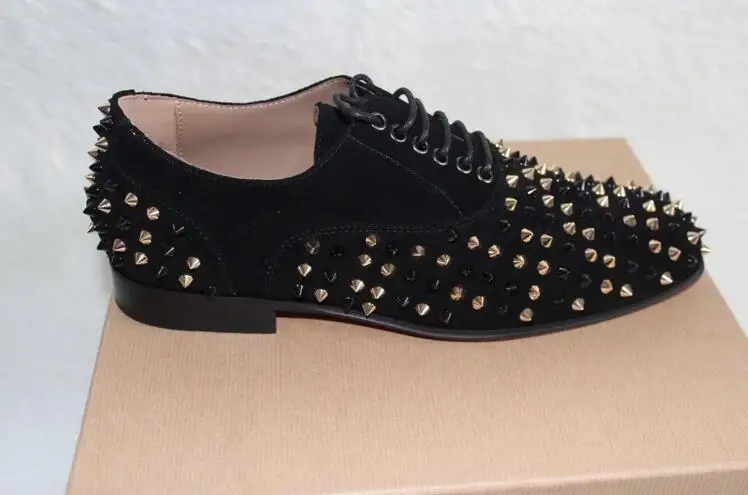 

Top Quality  Men Shoes Fashion Spikes Men Loafers Rivets Casual Dress Shoes Men Flats Black