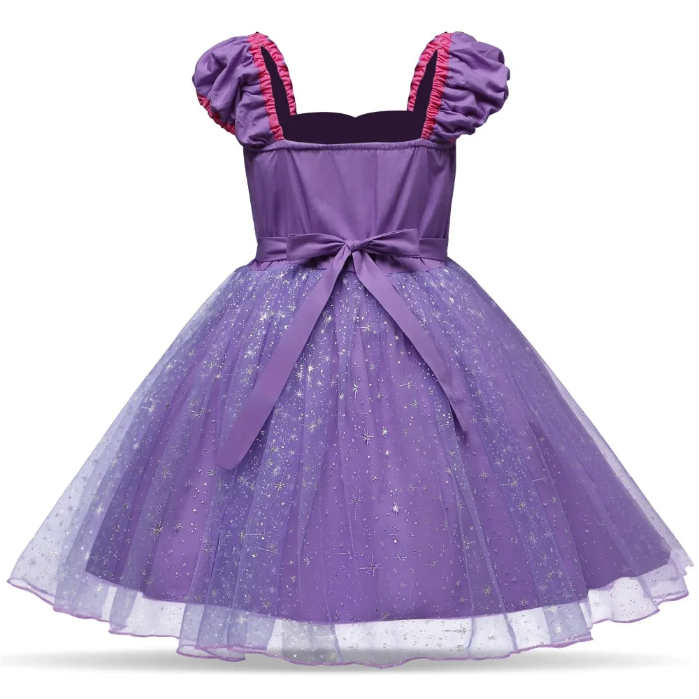 Рождественское длинное платье принцессы для маленьких девочек фиолетовое рождественское праздничное бальное платье для косплея для