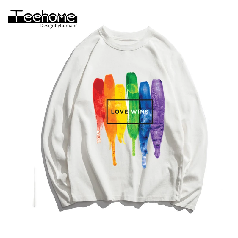 

Men's Love Lesbian Rainbow Long Sleeve T-shirt Love Is Love Harajuku Pride Lgbt Gay T Shirt Streetwear Long Sleeve T Shirt Men