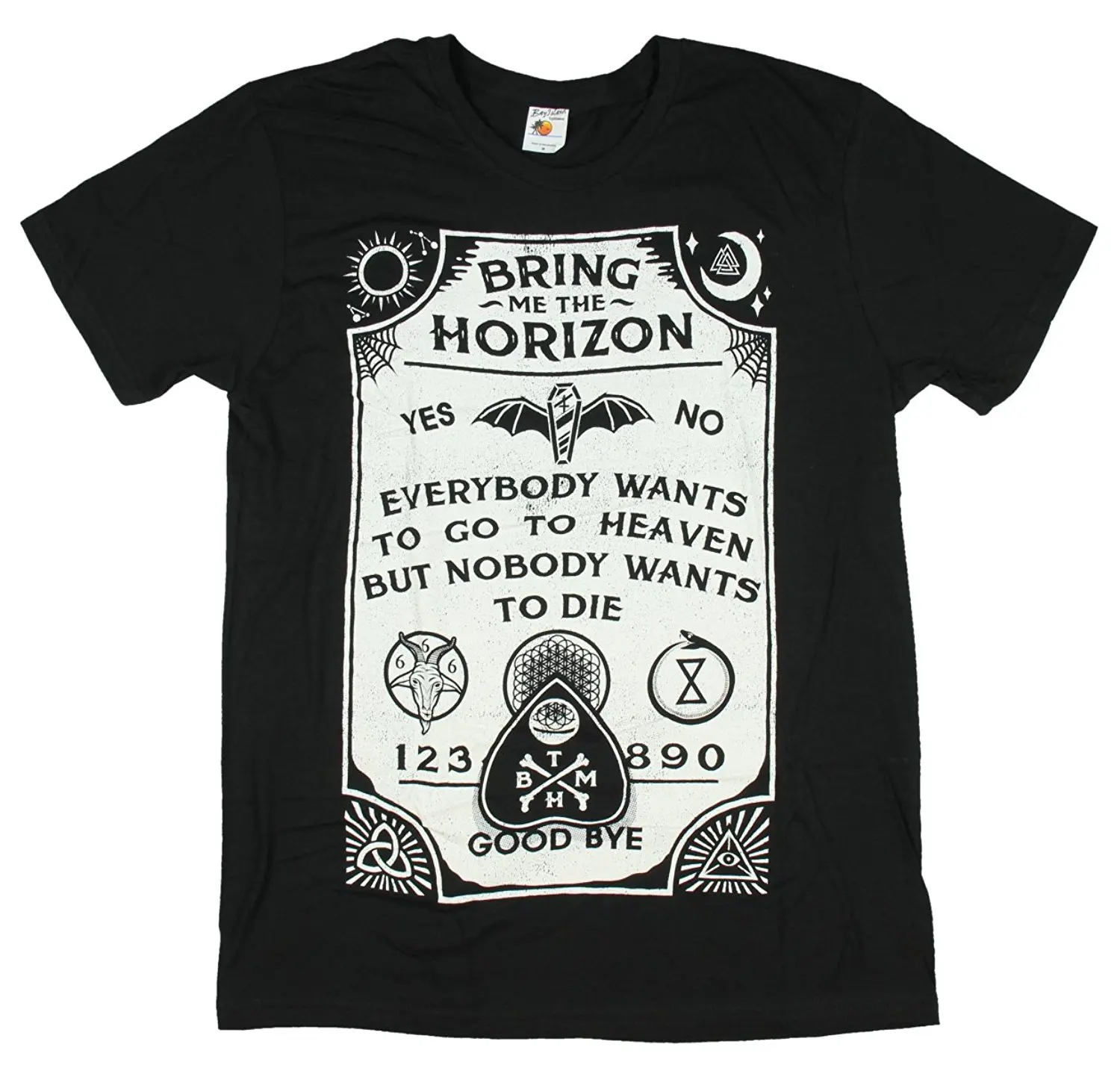 

Bravado Adult Bring Me The Horizon "Ouija Board" Black Slim Fit T-Shirt Newest 2017 Fashion Stranger Things T Shirt Men