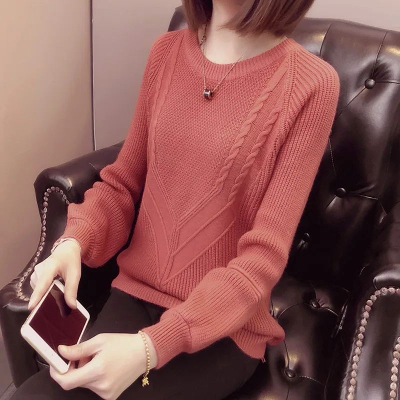 Женский свитер, пуловер, модный осенний зимний теплый повседневный Свободный Вязаный топ NS3991 - Цвет: Embroidered red