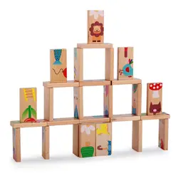 Унисекс для маленьких детей 28 шт. животных Domino блоки игрушка безопасной древесины Domino развивающие игрушки подарок для малыша старше 3 лет