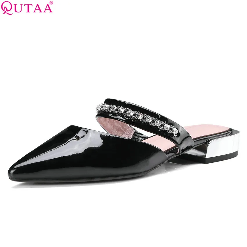 

QUTAA 2018 Women Pumps Cow Leather +pu All Match Slip on Westrn Style Platform Pointed Toe High Quality Ladies Pumps Size 34-42