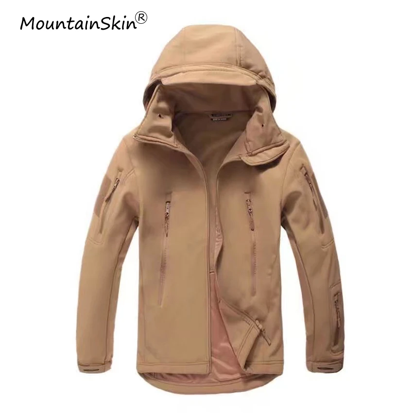 

Mountainskin Men's Autumn Fashion Military Tactical Jackets Warm Fleece Soft Shell Outerwears Windproof Hooded Coat Brand LA664