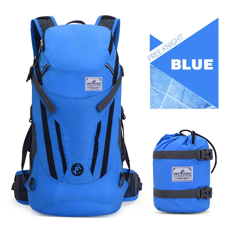 Рюкзак для альпинизма 30л Складная Походная сумка дышащая сумка водонепроницаемый нейлоновый тканевый складной переносной рюкзак для путешествий - Цвет: Blue