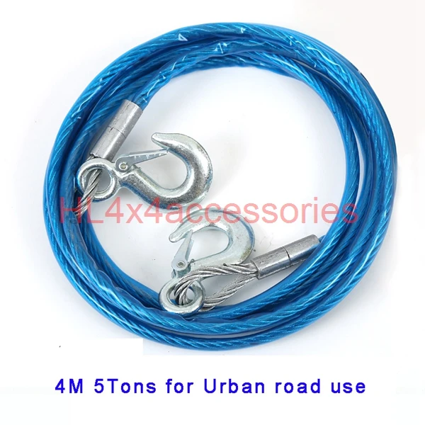 5M7TONS الثقيلة سحب الحبال الطوارئ مقطورة سيارة سحب الأسلاك كابل سحب سحب حبل حزام السلامة الصلب سلك مع upgrate u hook