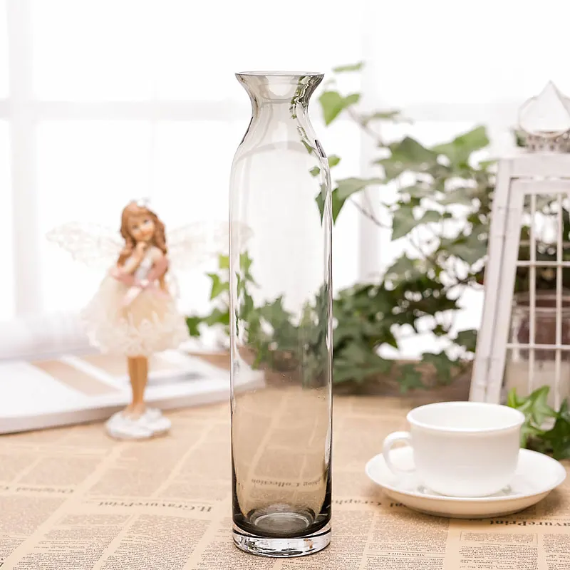 Современный стиль стеклянная бутылка ваза Свадебный декор стеклянная ваза цилиндрическая Цветочная декоративная домашняя Ваза Цветочная стеклянная бутылка с лентой - Цвет: L