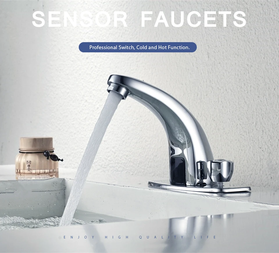 Автоматический сенсорный горячей и холодной Сенсор смесители Ванная комната туалет Индуктивный Электрический водопроводной воды Батарея