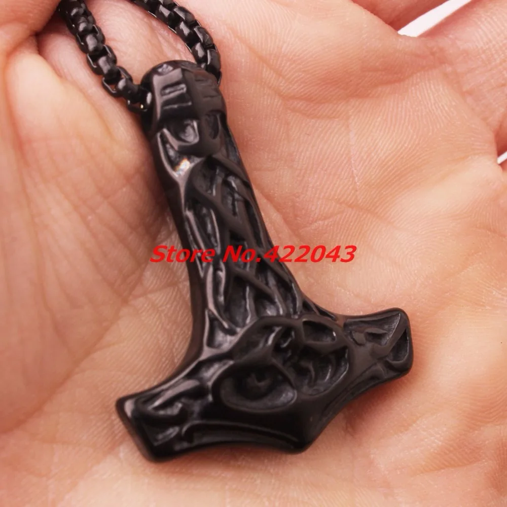 Панк Тора крутое ожерелье викинга молот Mjolnir Кулоны из нержавеющей стали Thor Hammer
