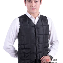 Мужской осенний однобортный жилет размера плюс с v-образным вырезом, мужской зимний теплый пуховый жилет с карманами на молнии, мужская верхняя одежда