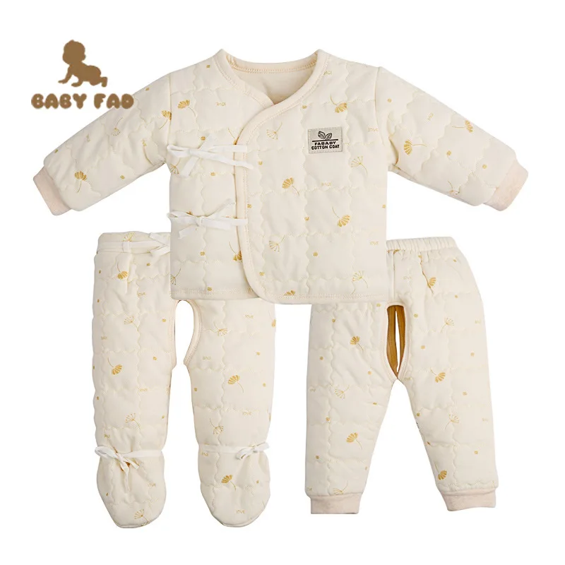 Baby thermal underwear quilted slanting front lace up cotton padded