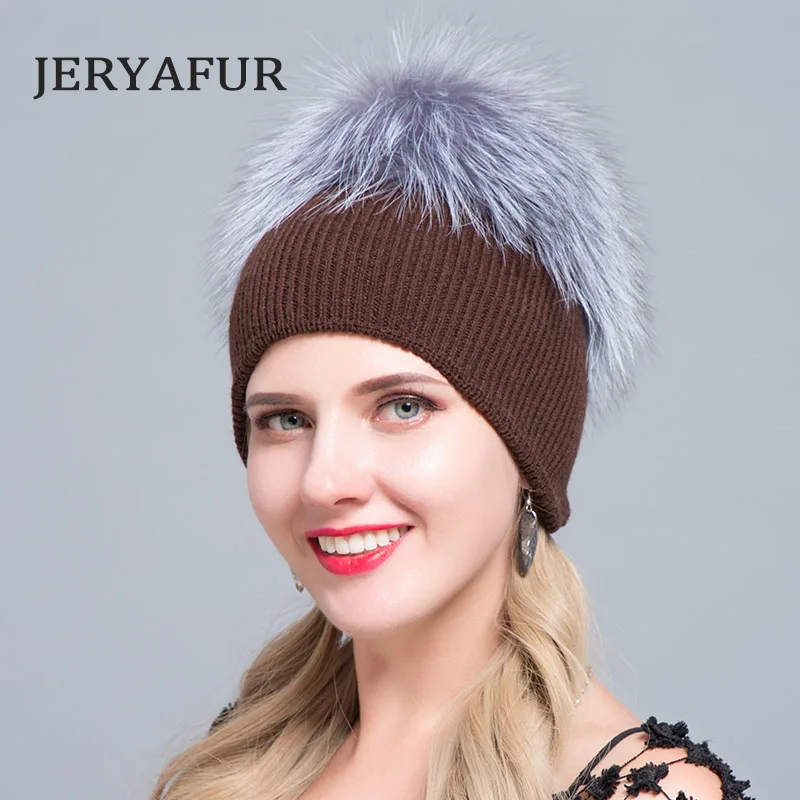 JERYAFUR,, русская шерсть, осень, зима, широкая шапка, для мужчин и женщин, шерстяная вязанная повязка, шапка для отдыха и Лыжная шапка из лисьего меха