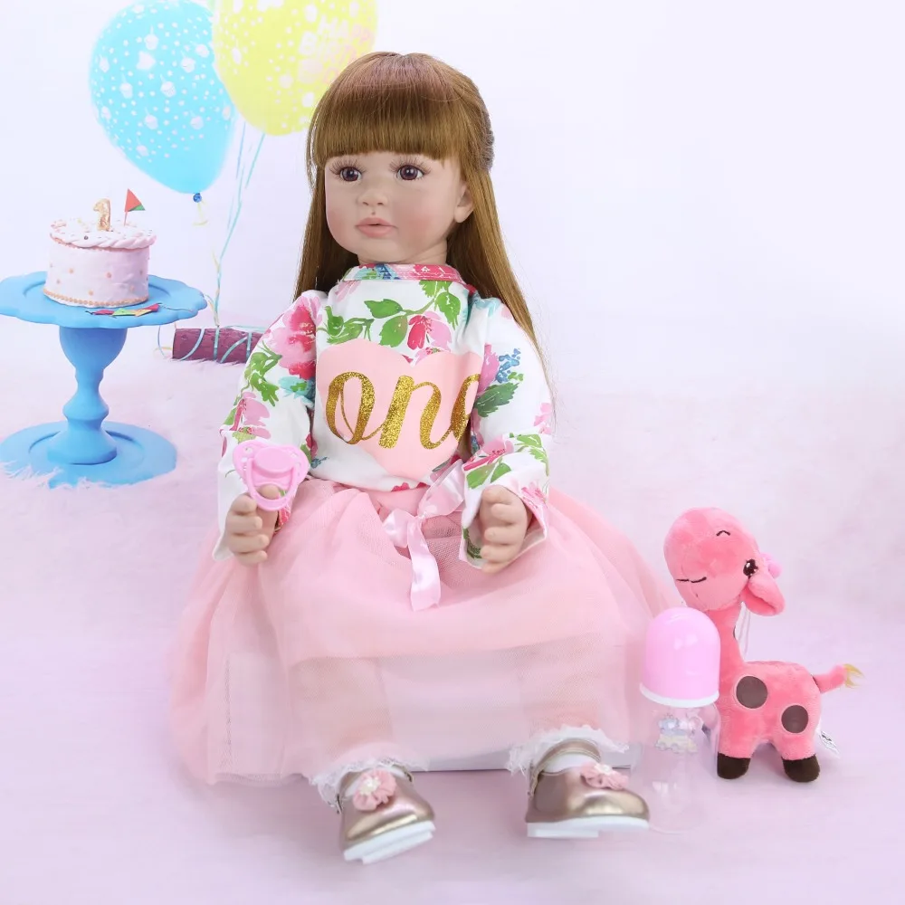 Большой размер 60 см, силиконовые виниловые куклы для новорожденных, хлопковые куклы для тела, длинные волосы, для девочек, принцесса, bebes, reborn, для малышей, bonecas, Детские Подарочные игрушки