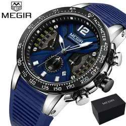 Часы мegir мужской для мужчин s часы лучший бренд класса люкс зеленый кварц часы для мужчин Спорт хронограф наручные часы для человека Relogio