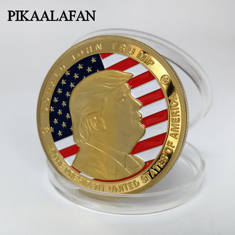PIKAALAFAN pièce en or américain 45th président Donald Trump pièces commémoratives pièces en or argent métal pièces de Collection