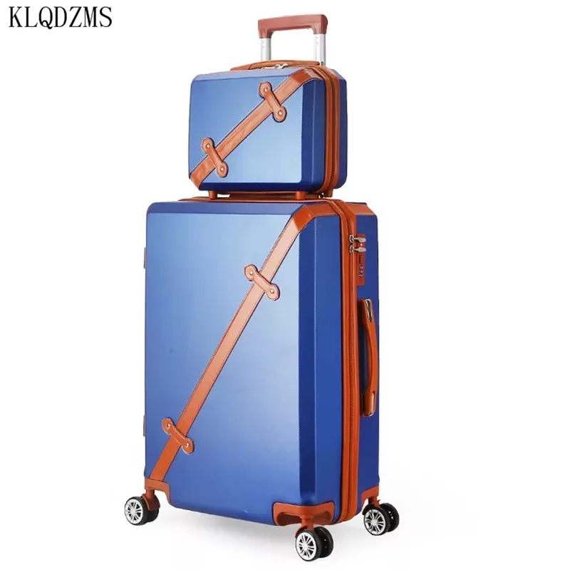 

KLQDZMS 20/22/24/26Inch Retro ABS＋PC Rolling Luggage Set Spinner Suitcase Wheel Vintage Cabin Trolley Women Handbag Travel Bags