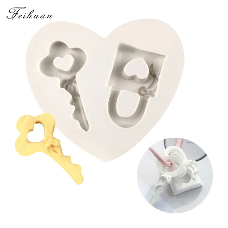 

Sugarcraft DIY Heart Key Lock Silicone Molds Fondant Cake Decorating Tools Chocolate Candy Jelly Gumpaste Pastry Baking Moulds
