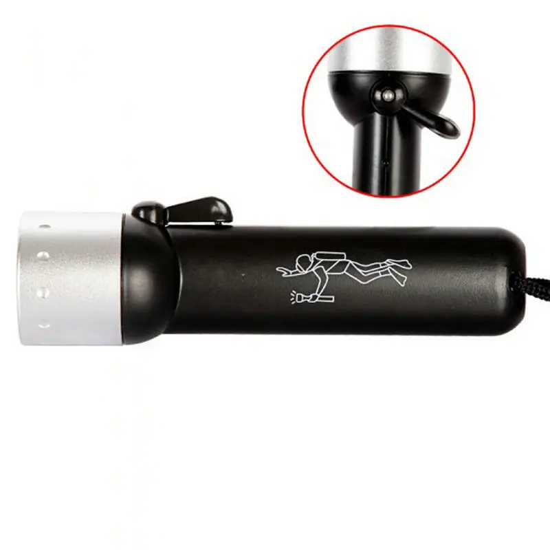 Black Professional LED Torch Lantern Lighting Underwater Diving Flashlight Torch Waterproof Portable Lamp For Hunting Camping