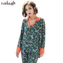 Fdfklak Новинка Хлопковая пижама с длинными рукавами винтажный пижамный комплект весенне-осенние пиджамы женские пижамы Домашний спортивный костюм для женщин