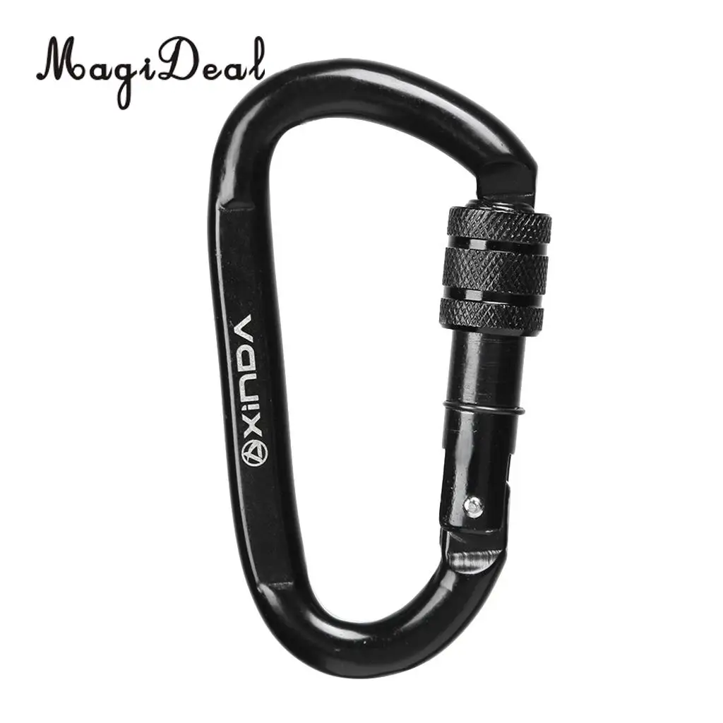 Durable 30KN D Ring Carbon Steel Screwgate Locking Carabiner - Outdoor Rock Climbing Rappelling Mountaineering Rescue Protection