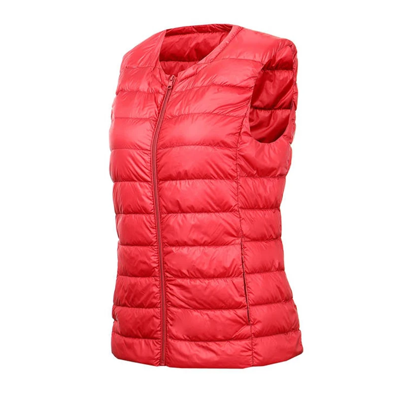  Women Winter Duck Down Vest Sleeveless Jacket Ultralight White Portable Vest Female Slim Vest Windp