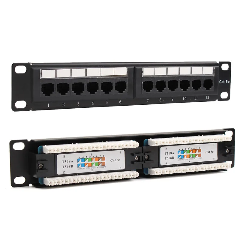 

UTP Ethernet LAN Network Adapter Cat6/Cat5e 12 Port RJ45 Patch Panel Rack Cable Wall Mounted Bracket Connector Rack Tool