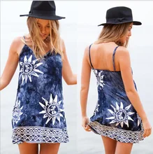 Women Elephant Print Cami Dress Floral Ethnic Casual Dresses Boho Gypsy ukraine longo Animal vestidos femininos vestido de festa