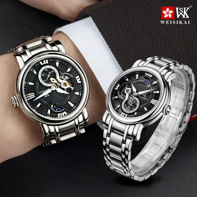 WSK Топ бренд класса люкс мужские Tourbillon автоматические механические бизнес часы Sun