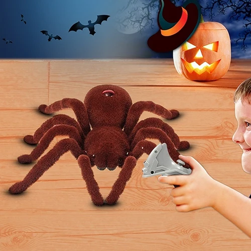 Realistic Scary Creepy Remote Control Infrared RC Plush Spider Halloween Toy