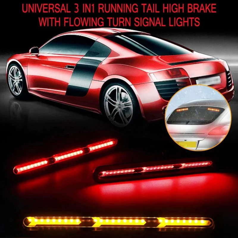 Universal Car Brake Light Rear Tail Lamp 3 IN 1 Flowing Turn Signal Light Indicators