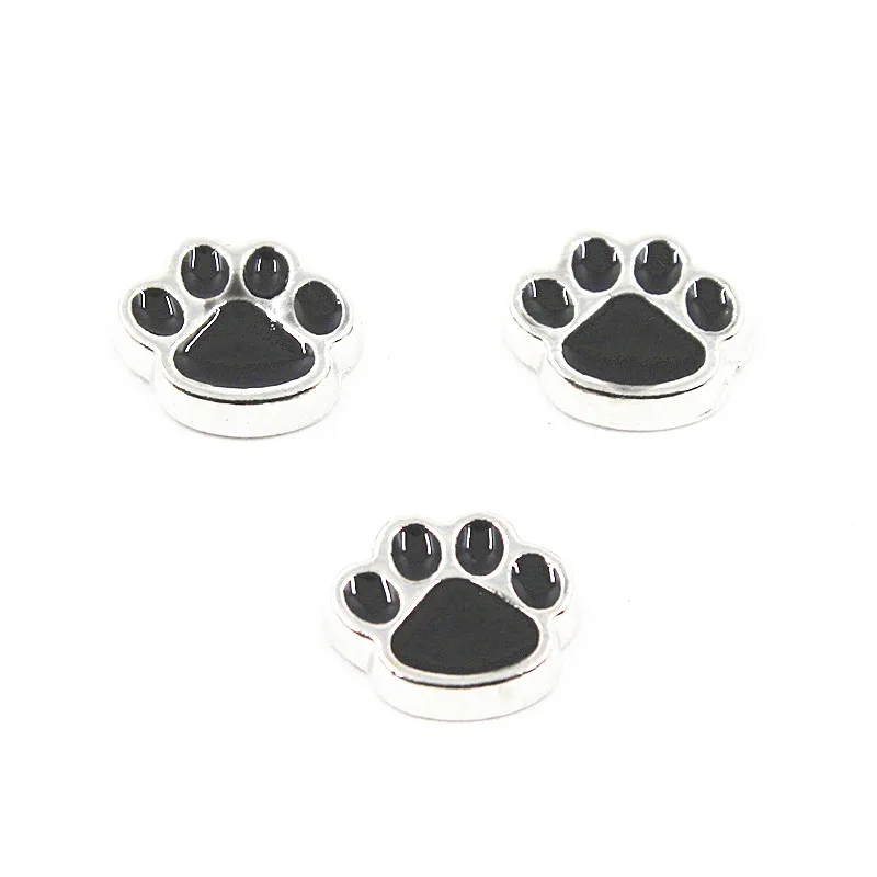 

10pcs/lot Fashion Enamel Dog Cat Paw Floating Charms For Living Memory Glass Floating Locket Necklace Pendants DIY Accessories