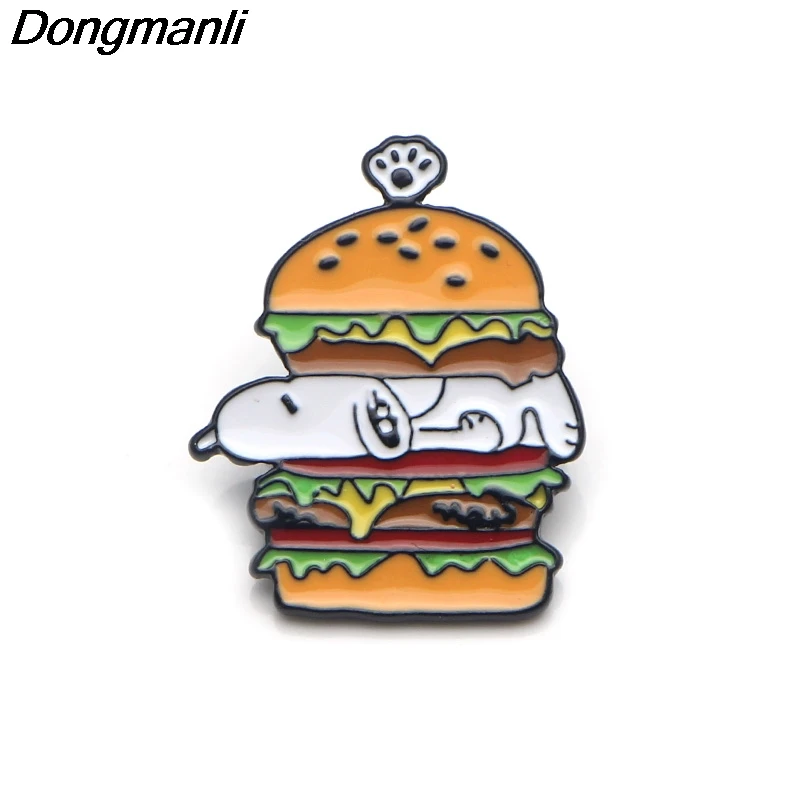 P3675 Dongmanli креативные хот-доги бургер милые металлические эмалированные булавки и броши для нагрудного штыря рюкзак сумки значок крутые подарки