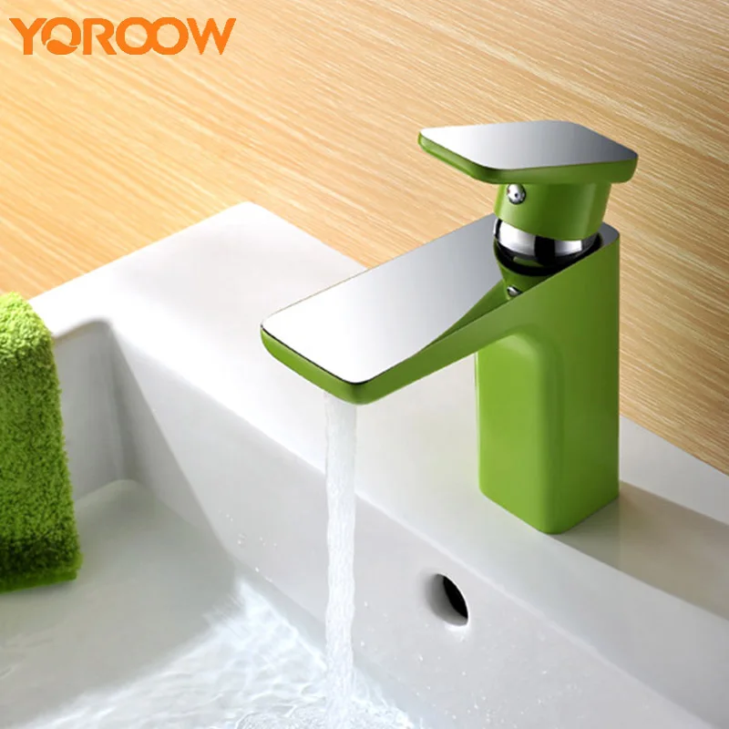 

Back Golden Green Mixer Silver Bathroom Basin Faucet Watertap Water-tap Modern Brushed Waterfall Color Sink Paint Finish WN0045