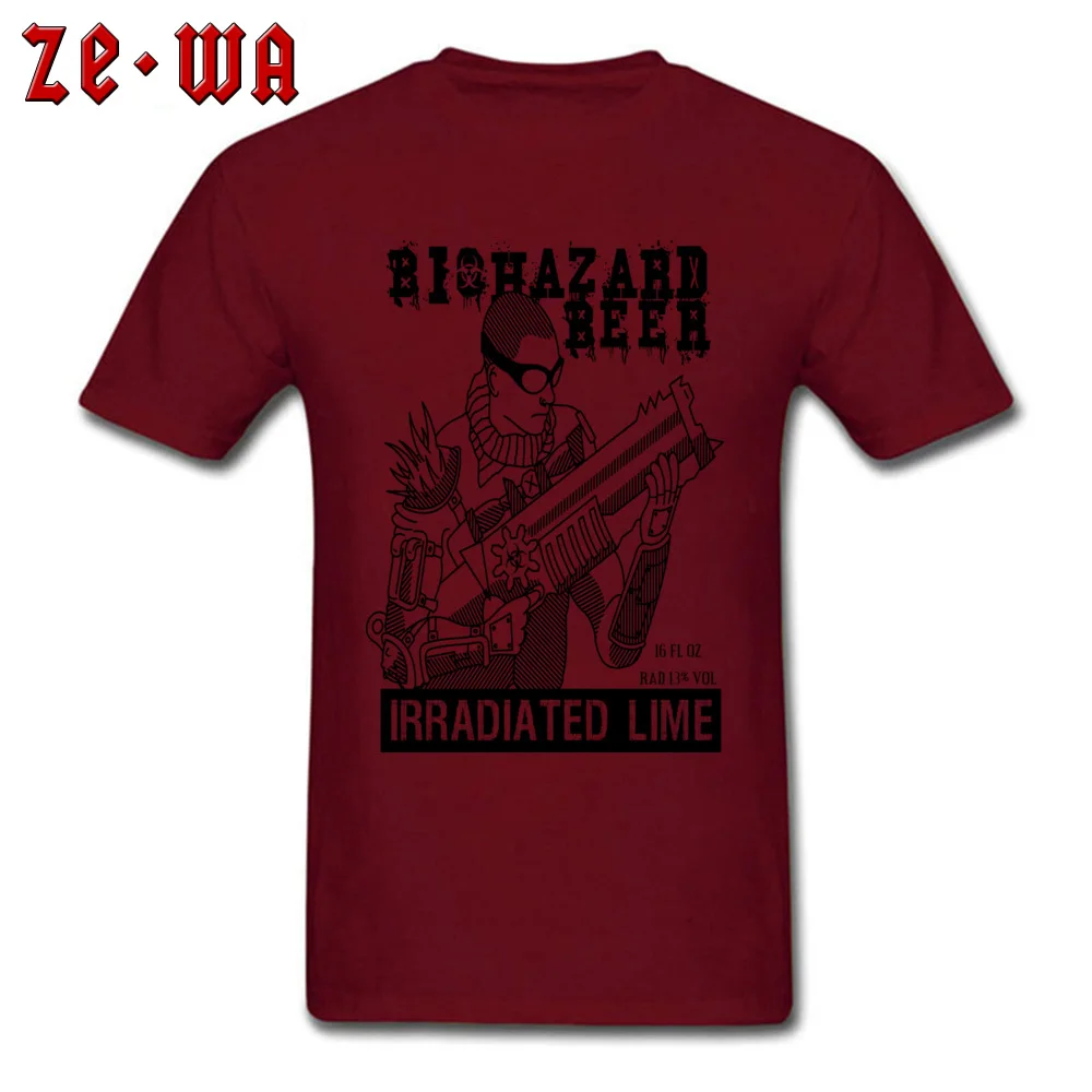Biohazard Beer Top T-shirts Short Sleeve Leisure Dominant Men Summer/Fall Tops Shirts Leisure Tops Shirts Round Neck 100% Cotton Biohazard Beer maroon