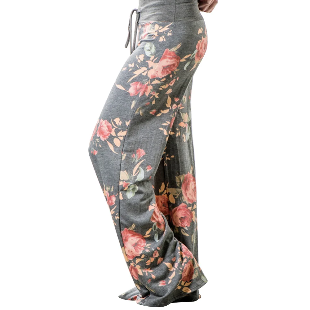 2019 New Spring Causal Women Floral Printed Drawstring Loose Pants Soft Plus Size Female Wide Leg Pants Long Trousers 2019 New Spring Causal Women Floral Printed Drawstring Loose Pants Soft Plus Size Female Wide Leg Pants Long Trousers