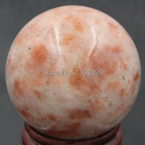 

40MM(1.6") Natural Gemstone Sunstone Sphere Crystal Ball Chakra Healing Reiki Stone Carving Crafts W/Stand