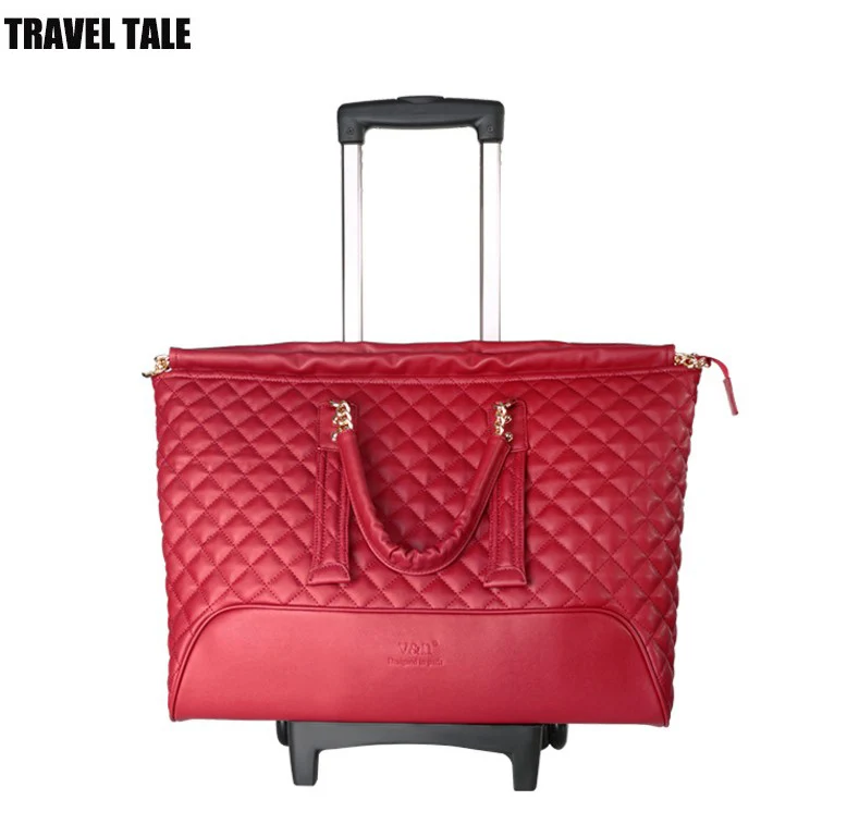 travel tale women 16 inch Carry Bag Hand Luggage For traveling leather traveling bag on wheels