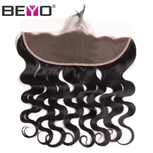 Beyo Hair Ear To Ear Lace Frontal With Baby Hair Pre Plucked Peruvian Body Wave Closure 13×4 Non-Remy Human Hair Free Shipping