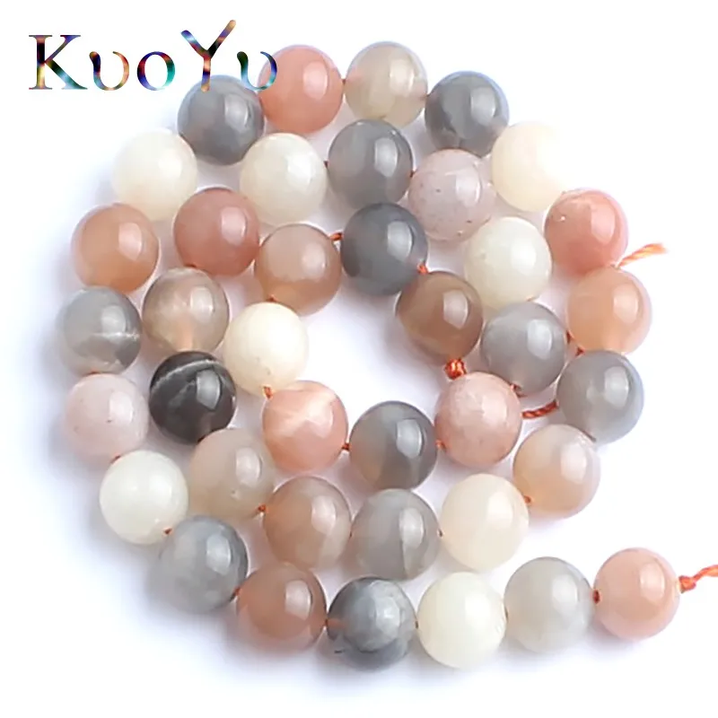 

Natural Mixed Sun Tourmaline Moon Stone Beads Round Loose Spacer Beads For Jewelry Making 15" 4/6/8/10mm DIY Bracelets Necklace