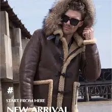 Мужское зимнее пальто из натурального меха енота, кожаная куртка, Мужское пальто из овечьей кожи, Коричневое Пальто chaquetas de cuero genuino para hombre