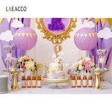 Laeacco день рождения фоны для фотографии торт леденцы ребенок первый день рождения десерт цветок фото фоны фотосессия