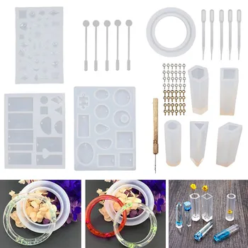 

62 Pcs DIY Bracelet Pendant Jewelry Casting Molds Silicone Mould Kit Crafting Making Tools @ OC15 For Drop Ship